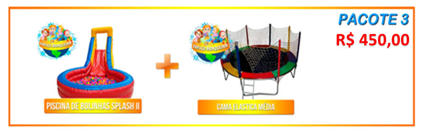 Pacote 3 - Piscina de Bolinhas Splash II + Cama Elástica Média R$450,00
