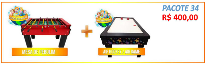 Pacote 34 - Air Hockey / Air Game  + Mesa de Pebolim = R$400,00